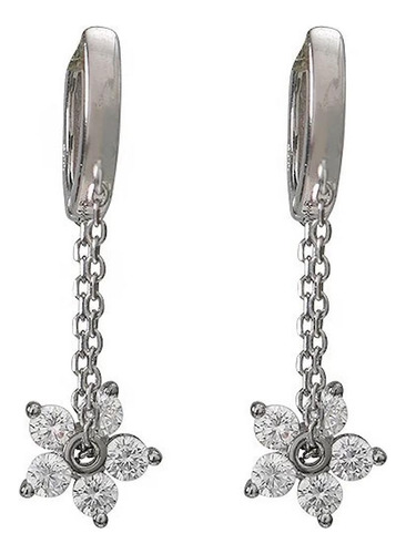 Aretes De Plata 925 Zirconias Flor Unitalla Mujer