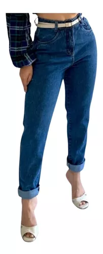 Calça Mom Jeans Feminina Cintura Alta com Cinto Moda Tendência 2021  Promoção
