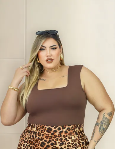 Blusa Feminina Regata Plus Size Alça Larga Básica Casual