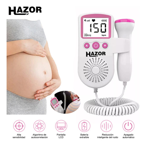 Hazor Doplerd Fetal Monitor Para Escuchar Pulsovital Latidos Bebe Seguridad Ultrasonido Portatil Seguro Y Protegido Mayor Calidad Color Rosa
