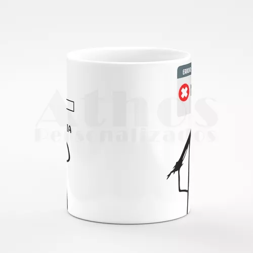 Caneca meme boneco palito carregando paciencia erro