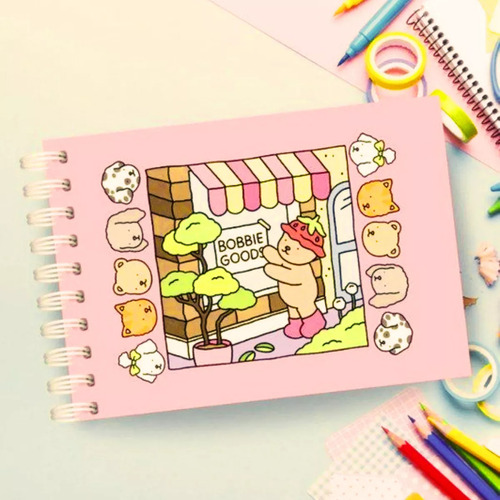 Livro Colorir Bobbie Goods + Kit 24 Canetas Coloridas Artes Rosa