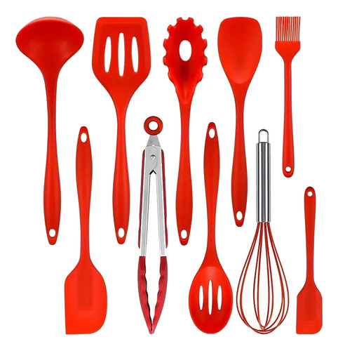 Utensilios De Cocina De Silicona 10 Pza 2 Colores A Elegir