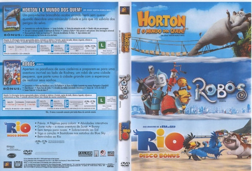 Robôs + Horton Mundo Quem! + Disco Bônus Rio - Super Oferta