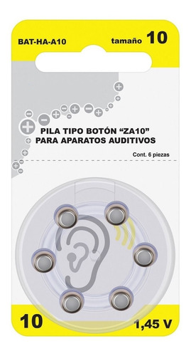 Pila Tipo Botón za10 Para Aparatos Auditivos | Bat-ha-a10
