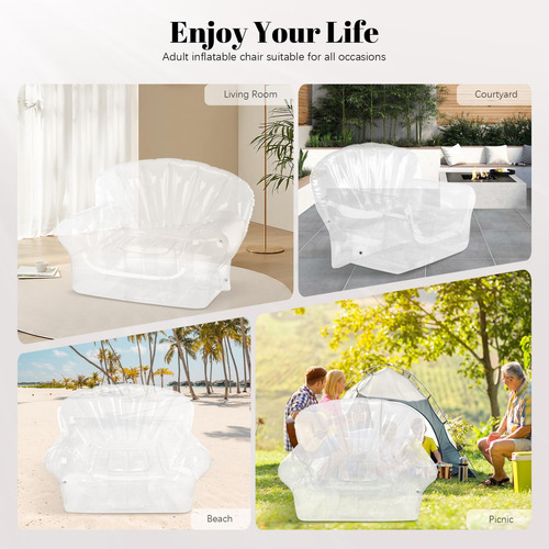 Silla Inflable Sofá Transparente Para Adultos 110 X 85 X 75
