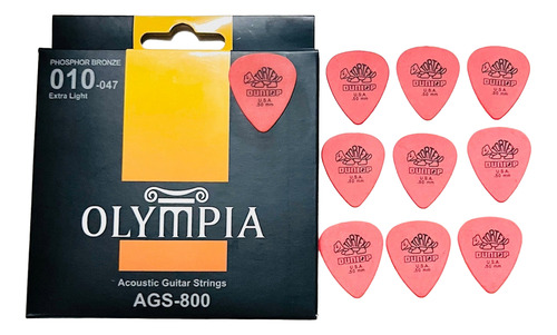 1 Pak De Cuerdas Olympiapara Guitarra Acustica 10/47+10 Puas
