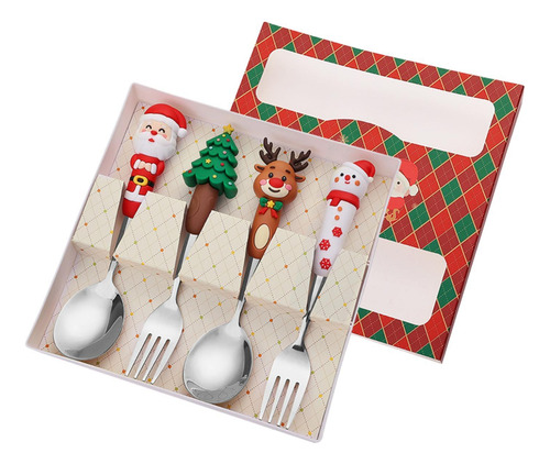 Set De Cubiertos Navideños Brillantes, Acero Inoxidable