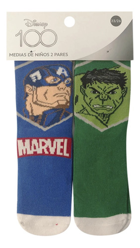 Pack X 2 Medias Infantiles Avengers Marvel Talle 19 Al 30