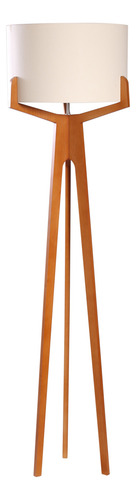 Luminária Piso Chão Em Madeira Com Cupula Design Elegante