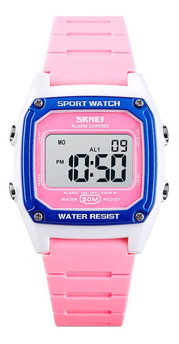 Reloj Skmei 1614 Mujer Digital Fino Moda Sumergible Color de la malla Rosa