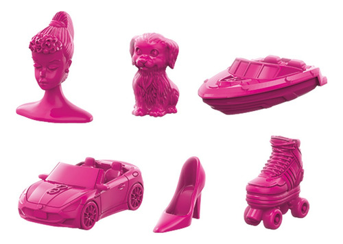 Juego De Mesa Monopoly Barbie Hasbro 6 Tokens De Color Rosa