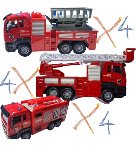 Brinquedo Caminhão Miniatura Bombeiros Resgate Vermelho A Fricção