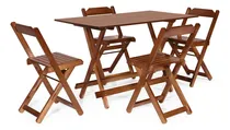 Comprar Conjunto De Mesas De Bar 120 X 70 Com 4 Cadeiras Dobráveis Cor Imbuia