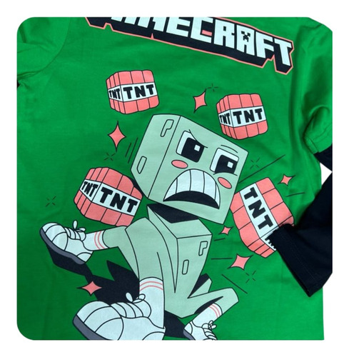 Polo Minecraft Steve Niño Original Algodon