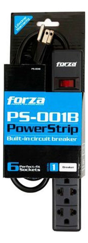 Supresor Pico De 6 Tomas Forza Negro 220v Fps-005b