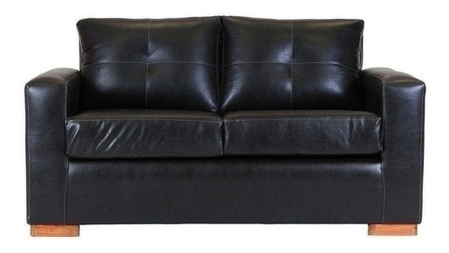 Sofa Franco 2 Cuerpos Pu Negro Pata Madera / Muebles América