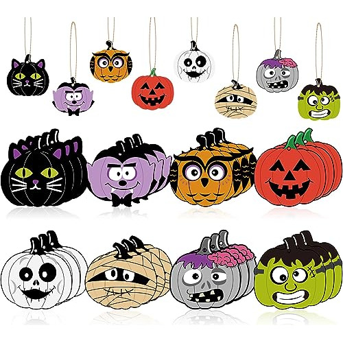 Adornos Colgantes De Calabazas De Halloween De Madera, ...