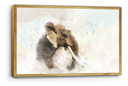 Marco De Madera Con Poster Elefante Acuarela 45x70cm