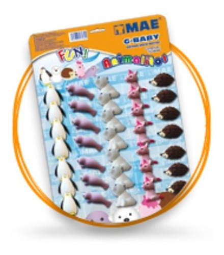 Borrador En Fomra De Animales Baby Blister 35 Piezas