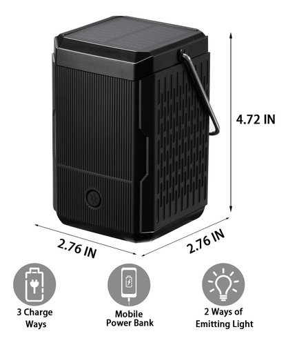 Linterna Recargable De Campamento Con Luz Solar Y Usb