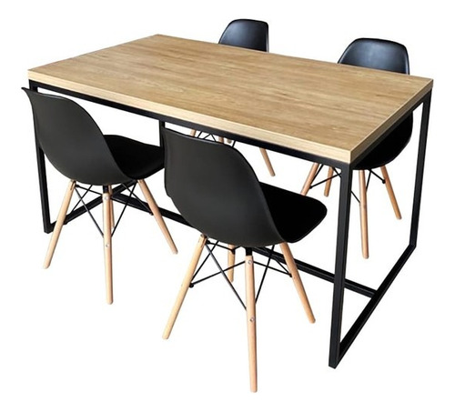 Juego De Comedor De 4 Sillas Estilo Industrial