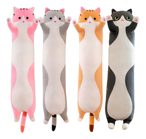 Hermoso Peluche Alargado Almohada De Gato Cómodo 40cms