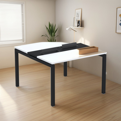 Mesa Plataforma Dupla Com Pé De Aço Para Coworking 110x120