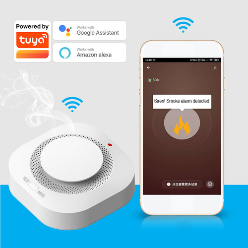Detector De Humo Inteligente Tuya Wifi Para Incendios Domést
