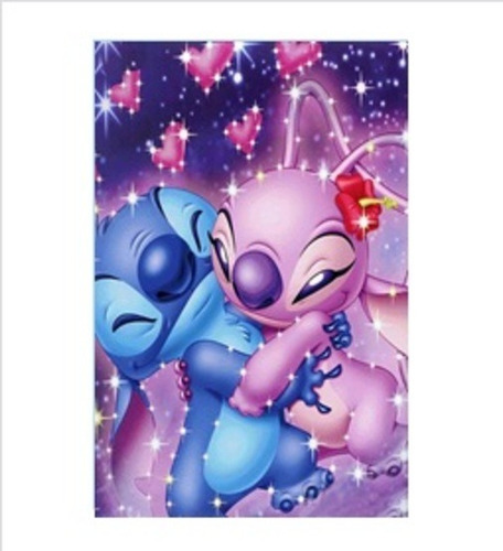 Pintura Diamante Disney 30 X 40cm Stitch Pareja