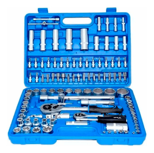 Set Juego Llaves Tubos Puntas Combinadas Spica Kah-00 108 Pz Plateado