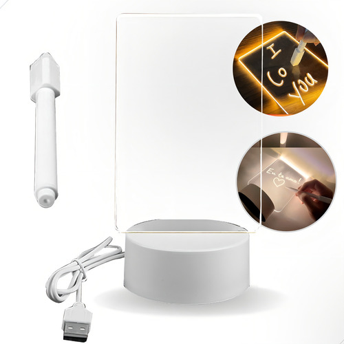 Luminária Abajur Luz Led 3d Escrever Tipolousa + Caneta Reta