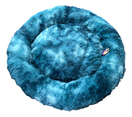 ANTIESTRÉS Pet King PK Cama antiestrés cama tipo dona cama de peluche cama suave para perro gato color petróleo - blanco tamaño grande
