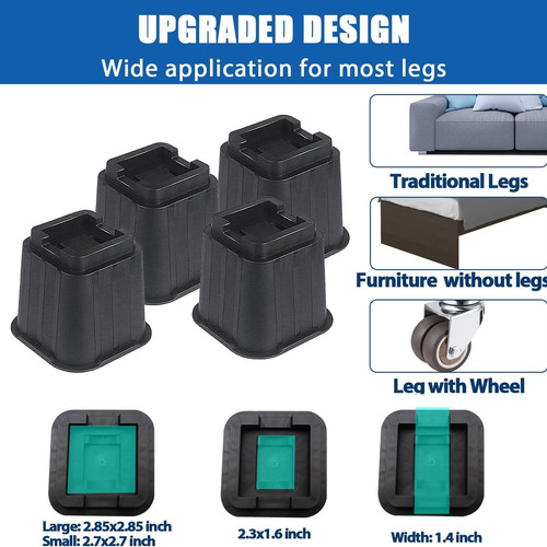 Elevadores De Muebles Cuadrados 4x15,3x11,5x12,5 Cm