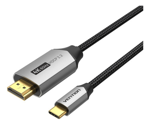 Cable Adaptador Usb-c A Hdmi 1,5m Trenzado 4k 60hz Vention Color Negro