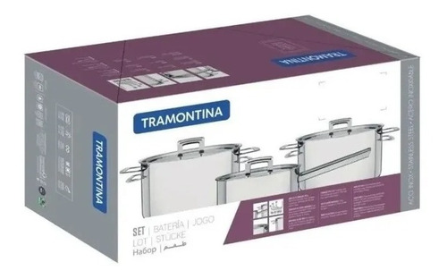 Bateria De Cocina 3 Pzs Set De Ollas Tramontina Linea Brava