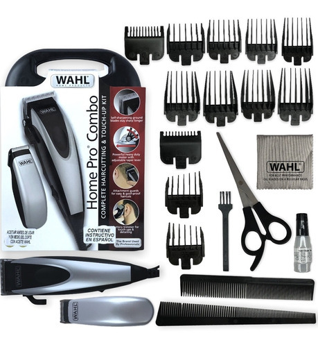 Maquina Wahl® Cortadora Y Terminadora Cabello Home Pro Combo Color Plateado/negro