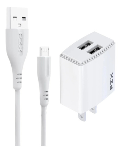 Cargador Mas Cable Tipo Micro Usb-v8 - Blanco