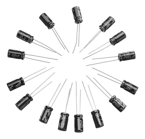 Tecneu Kit 500 Piezas de Capacitores Electrolíticos 24 Valores 0.1uf A 1000uf