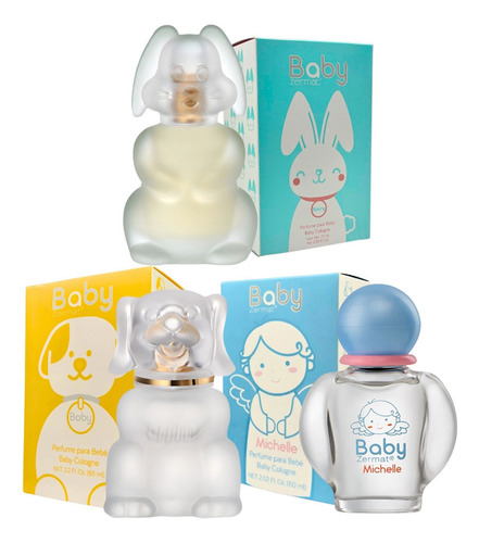 Set 3 Perfumes Zermat Bebé Boby Michell Bouny Floral Suave