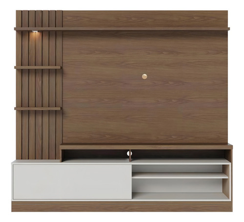 Estante Home Theater Colibri Maceió Com 1 Porta Cor Amendoa/off White Matte