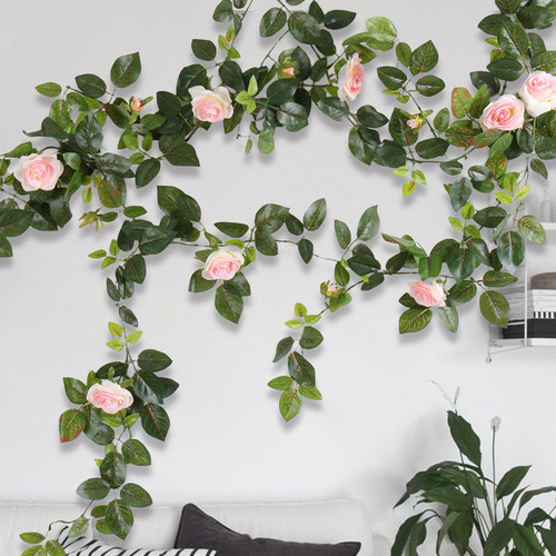 Enredaderas De Rosas Artificiales, Rosas De Seda, Rosa Claro