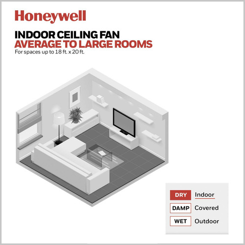 Honeywell Carmel - Ventilador Techo 48" LED Control Remoto