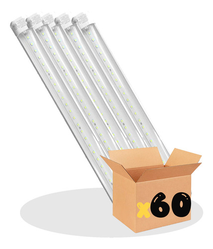 Pack De 60 Lámparas Led De Techo Tipo Regleta 22 Watts Luz Blanca Fría Alta Disipación Del Calor