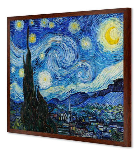 Cuadro Canvas Con Marco Noche Estrellada Van Gogh 40x50