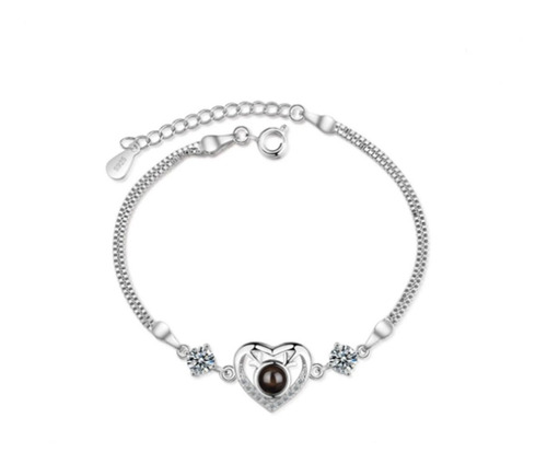 Imagen 9 de 10 de Collar Más Pulsera Plateada Te Amo En 100 Idiomas