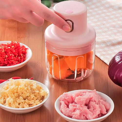 Mini Processador De Alimentos Recarregável Com Usb