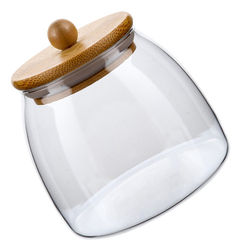 Tarro De Caramelo Con Recipiente De Vidrio Con Tapa De Bambú