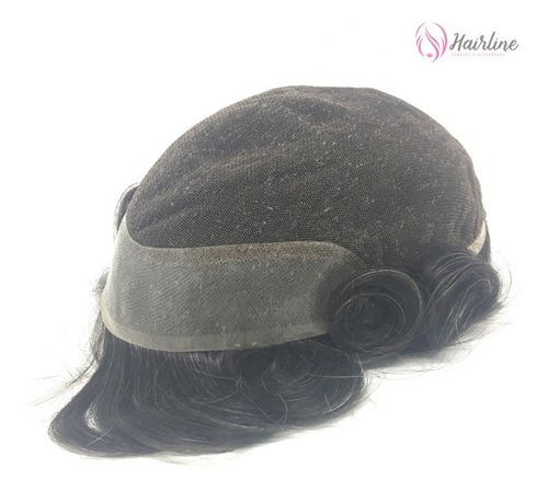 Prótese Capilar Masculina Híbrida Modelo D-7 Tela + Silicone
