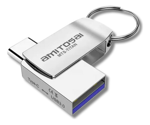 Pendrive Usb 3.0 Usb-c 128gb Aluminio Amitosai Mts-titan